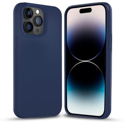 Coverzs Solid silicone case geschikt voor Apple iPhone 14 Pro (marine blauw) - iPhone 14 Pro hoesje blauw - iPhone 14 Pro case geschikt voor Apple - Luxe siliconen hoesje met 3-laags bescherming