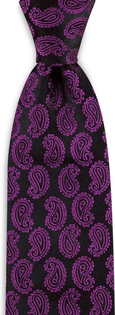 We Love Ties - Stropdassen - Stropdas Paisley - zwart / fuchsia