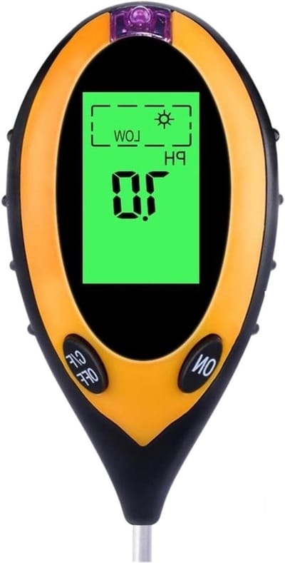 Digitale Bodemtester - 4-in-1 Meter - Planten Verzorgen - Meet Licht Vocht pH - 35x8x6cm - Zwart