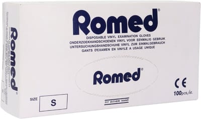 Romed vinyl handschoenen gepoederd 1000 stuks - Set van 10 doosjes S Romed