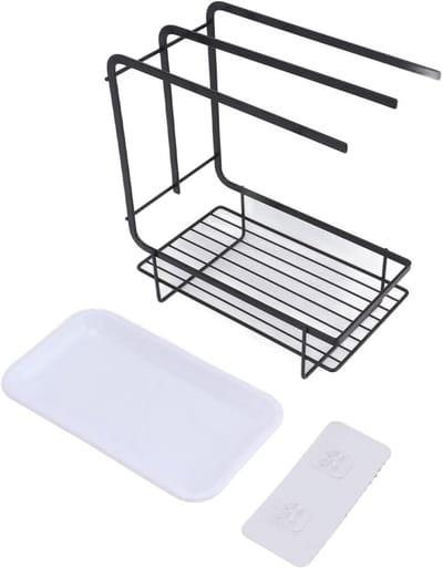 Aanrecht Organizer - Spons Houder - Keuken Opruimen - Roestvrij IJzer - 23 x 26 x 13cm - Zwart
