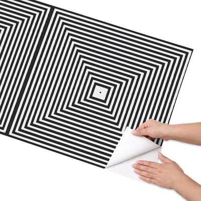 Coloray Meubel Wrap Folie - Zwart Meubelfolie - 65x130 cm - Meubelfolie Zelfklevend Vierkante illusie - Wrapfolie Keuken - Geometrische Meubelfolie - Decoratiefolie - Tafeldecoratie - Geometrie