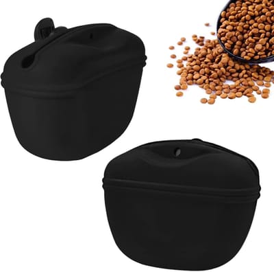 Honden Beloningszakje - 2 Stuks - Hondentraining - Agility Voor De Hond - 10.5 X 12.5 X 4 Cm - Beloningstasje Voor Honden - Dog Walking Bag - Honden Speelgoed - Met Een Clip - Siliconen - Geschikt Voor Dagelijkse Voeding Van Uw Huisdier - Zwart