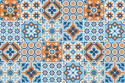 Zelfklevende tegelmuurstickers voor keuken en badkamer - 24 cementtegelstickers, Azulejos Dionito-stijl - 24 stickers, 15x15 cm