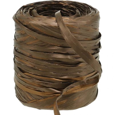 Raffialint bruin bicolor cadeaulint decoratief lint 200m