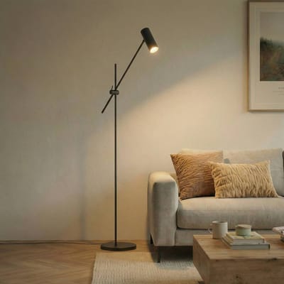 Lindby - vloerlamp - 1licht - ijzer - H: 152 cm - GU10 - zwart