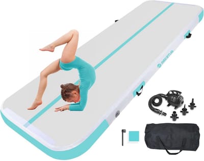 Opblaasbare gymnastiekmat 2-5 m - Antislip sportmat voor yoga, training en tumbling - Geschikt voor binnen en buiten