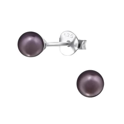 Aramat Jewels | Oorbellen | Zilveren Parel Oorbellen - Tijdloze Elegantie | 4mm / Paars | | | Zilver | Kinderen, Volwassenen | Verkleurd niet