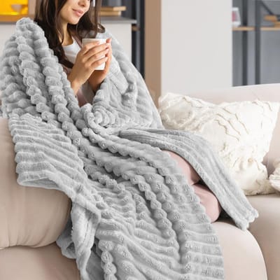 Grijze Fleece Banksprei 220x240 cm - Extra Zacht, Warm en OEKO-TEX Gecertificeerd