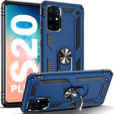 Ring Armor hoesje Geschikt voor Samsung Galaxy S20 Plus - Blauw - Draaibare standaard - Magneet - ZT Accessoires