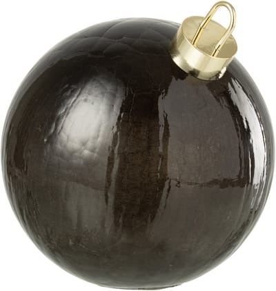J-Line kerstbal - glas - zwart - large - LED lichtjes