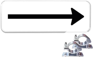 Bord pijl rechts - Weerbestendig Aluminium - 40x15 cm - Bevestiging: Met paalbeugels Ø48mm