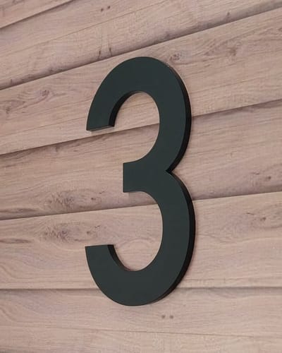 Huisnummer zwart nr. 3 - cijfer 20cm hoog - 8mm dik - kleur zwart mat - DIN