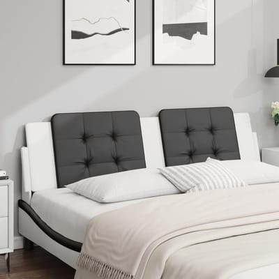 Hoofdbordkussen - Wandkussen Rugsteun - Ontspannen in Bed - Duurzaam Kunstleer - 180 cm Breed - Zwart Wit