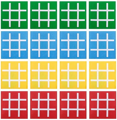 Dailygoods- Tic Tac Toe-spel 16 stuks - Educatief Speelgoed - Bordspel voor Kinderen - Creatief Spel - Hand-oog Coördinatie - Viltmateriaal 12x12 cm