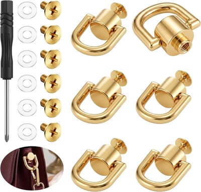6 D-ringen voor handtassen, robuuste ombouwset voor schoudertassen, 360 graden draaibaar beslag, klinknagels en boutschroevendraaier voor doe-het-zelf lederwerk, tasaccessoires en handwerk