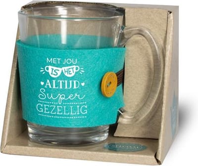 Theeglas - Super gezellig - Zijden lint "Speciaal voor jou" - Cadeauverpakking