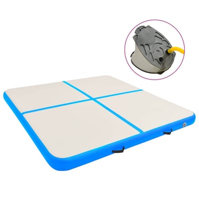 vidaXL - Gymnastiekmat - met - pomp - opblaasbaar - 200x200x15 - cm - PVC - blauw