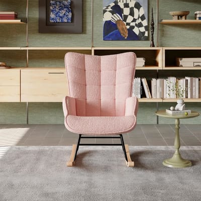 Fauteuil – Relaxstoel – Leunstoel – Zithoekstoel – Loungestoel – Roze Kleur – Hoogwaardig Schuim & Stevig Houten Frame