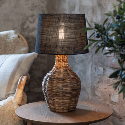 Markslöjd Tafellamp Paglia, naturel/zwart, rotan/jute, hoogte 58 cm