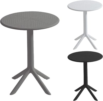 Tuintafel Rond - Balkontafel Buiten - Buiten Zitten - Weerbestendig Kunststof - Diameter 60cm - Grijs