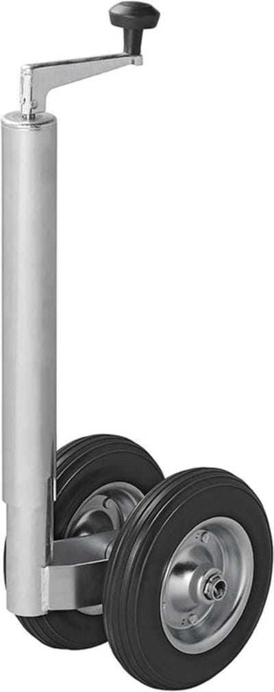 ProPlus Neuswiel voor Aanhanger Ø48 mm - Draagvermogen tot 150kg - Hoogte 55-77 cm - Dubbel Wiel - Steunwiel met Stalen Velg - Massieve PU Banden - Bandenmaat Ø200 x 50 mm