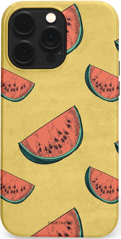 Casetastic Hoesje Geschikt voor Apple iPhone 14 Pro Max Magsafe - Stijlvolle Beschermende Duo-layer Case - Retro Meloengeel