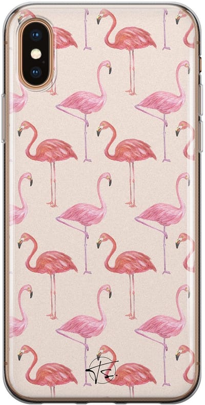 Hoesje geschikt voor iPhone Xs Max - Flamingo - Soft Case - TPU - Print - Roze - Mooie Telefoonhoesjes