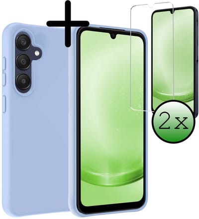 Hoesje Met 2x Screenprotector - Geschikt voor Samsung Galaxy A26 - Sterk & Shockproof - Back Cover - Siliconen Case - Telefoon Hoes - Lichtblauw