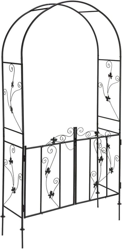 Rozenboog met deuren poorten, boog, tuinpoort, hekwerk, rankhulp, pergola, metaal, 112 x 37 x 214 cm