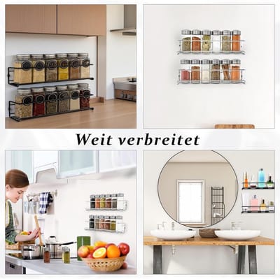 Kruidenrek voor aan de muur - Zwart - 3 Stuks - Metalen Hangend Rek - Voor Keuken en Badkamer