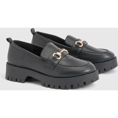 boohoo Dames Chunky T-bar Loafers | Zwart | Maat: 39