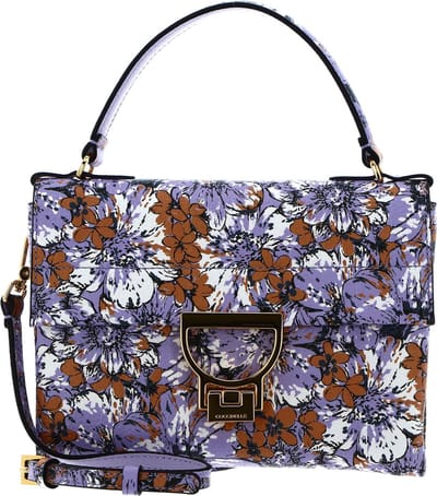 COCCINELLE Leren Handtas Schoudertas Arlettis Flower Print Handbag Printed Grained Leather Multi. Lavender Veelkleurig