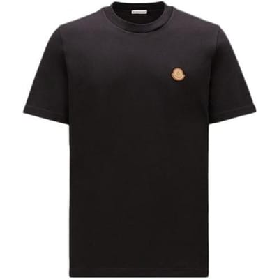 Moncler Effen Logo Ronde Hals Korte Mouw T-shirt Heren T-shirts Zwart 120918C000518390T999 M black