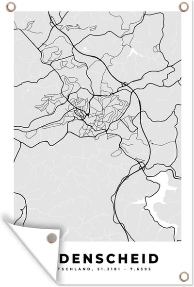 Muurdecoratie Plattegrond - Kaart - Duitsland - Lüdenscheid - Stadskaart - 120x180 cm - Tuinposter - Tuindoek