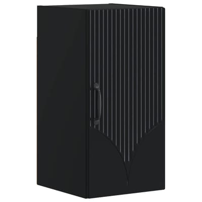 vidaXL - Badkamer - wandkast - HOORN - Zwart - 30 - x - 31 - x - 59 - cm - Bewerkt - hout