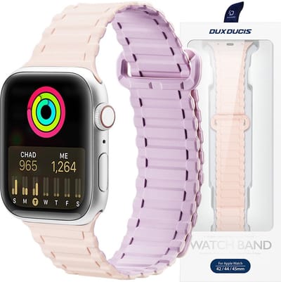 Dux - Ducis-band - - (Armor-versie) - Apple - Watch - Ultra, - SE, - 8, - 7, - 6, - 5, - 4, - 3, - 2, - 1 - (49, - 45, - 44, - 42 - mm) - Siliconen - magnetische - bandarmband - Roze - Paars