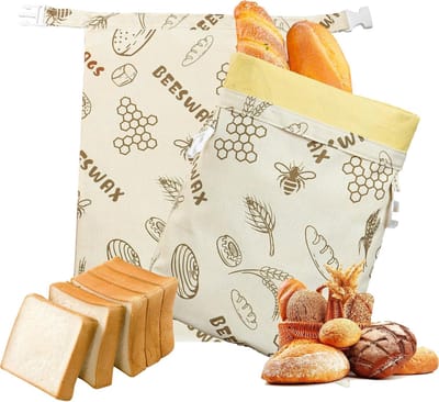 Broodzakken - Zuurdesembroodzakken - Herbruikbare broodzakken van bijenwas - Set van 2 - Afmeting 12 x 17 inch - Geschikt voor zelfgebakken brood, katoenen en linnen voedselbewaarzakken