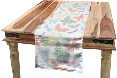 ABAKUHAUS Dieren-tafelloper – Vlinders en libellen – Tafeldecoratie 40×180 cm, Multikleur