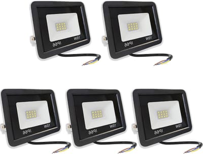 Krachtige 10W LED Buiten Spotlights - 5 Stuks, 6500K Koel Wit, IP65 Waterdicht, Ideaal voor Tuin, Oprit en Garage