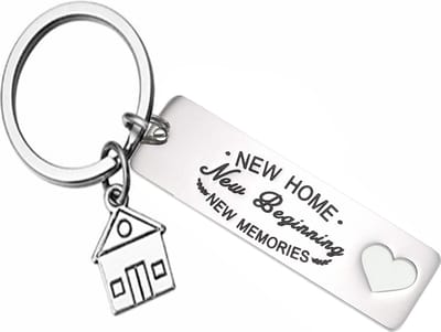 Fako Bijoux - Sleutelhanger New Home, New Beginning, New Memories Hart - Huis - Sleutelring Tekst - Cadeau - Geschenk - Zilverkleurig