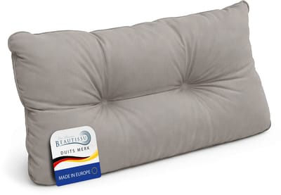 Beautissu Tuinkussen Waterafstotend Outdoor Kussen 60x40x12 cm – Rugkussen Licht Grijs Kussen voor Tuinmeubelen – Flair Lounge