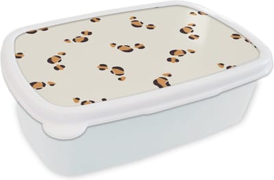 Broodtrommel Wit - Lunchbox - Brooddoos - Panter - Pastel - Dieren - Patronen - 18x12x6 cm - Volwassenen