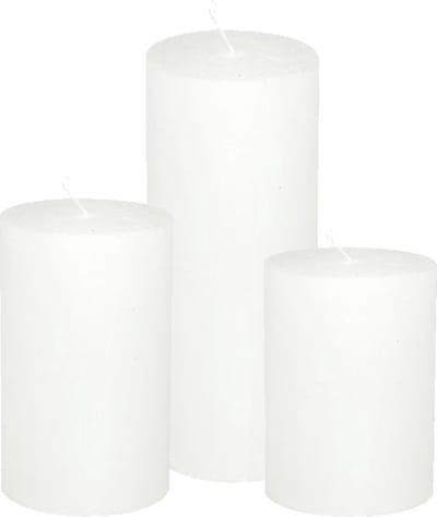 Cactula set van 3 stompkaarsen Wit 7x10 / 7x15 / 7x20 Extra lange branduren
