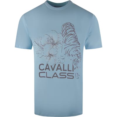 Cavalli Class camiseta azul claro con dise�o de tigre floral