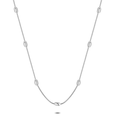 Twice As Nice Halsketting in edelstaal, ovalen, slangketting 40cm+5cm