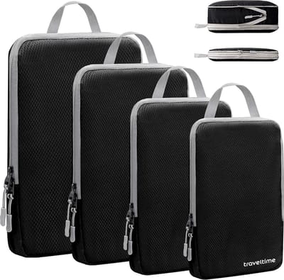 Traveltime Koffer Backpack Organizer set - Compressie Packing Cubes - Backpack Compression Cube - 4-delig Organizer Set