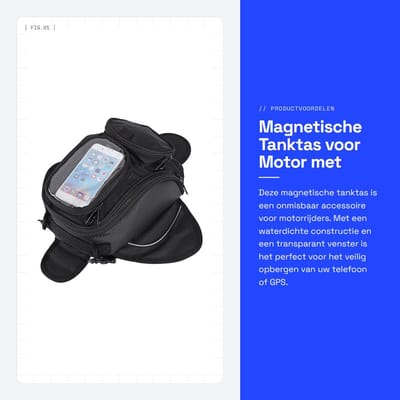 Dailygoods- Motorfietstas Waterdicht - Magnetische Tanktas - Heuptas - Duurzaam - 1680D Oxford - Transparant Venster voor GPS/Mobiele Telefoon