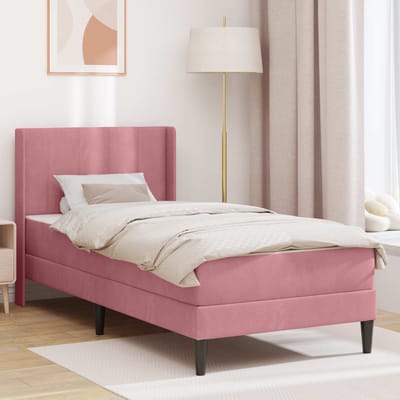 vidaXL - Bedframe - met - matras - met - hoofdeinde - Roze - 80 - x - 200 - cm - Fluweel