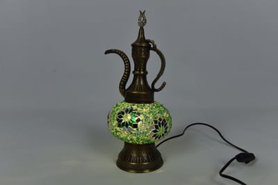 Handgemaakte Turkse Ibrik tafellamp  groen in- outdoor Oosterse karaf